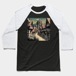 Medieval Village Baseball T-Shirt